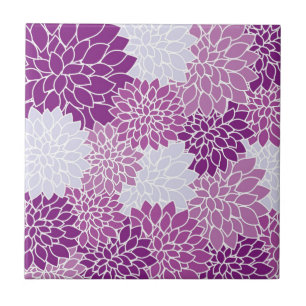 Azulejo De Cerâmica Padrão de Flor Roxo