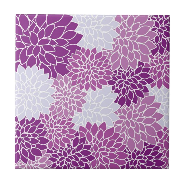 Azulejo De Cerâmica Padrão de Flor Roxo (Frente)