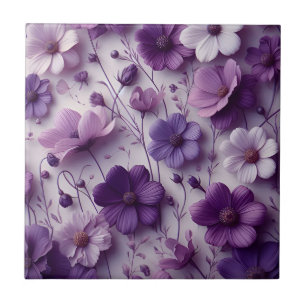Azulejo De Cerâmica Padrão de Flor Roxo em um Fundo Branco