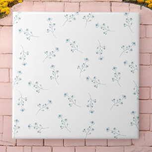 Azulejo De Cerâmica Padrão de flor selvagem azul