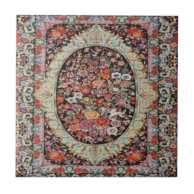 Azulejo De Cerâmica Padrão de Flor Turco Floral Persa Turco de 60 anos (Frente)