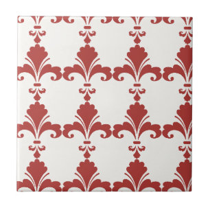 Azulejo De Cerâmica Padrão de Flor Vermelho-De-Lis Retro
