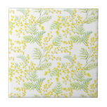 Azulejo De Cerâmica Padrão de Flores Amarelo de Aquarela Mimosa<br><div class="desc">Adicione um sotaque feminino a qualquer sala com estes azulejos florais amarelos. Apresenta um padrão floral de aquarela de flores amarelas mimosa com sotaque verde. Estes azulejos florais amarelos serão perfeitos para qualquer quarto.</div>