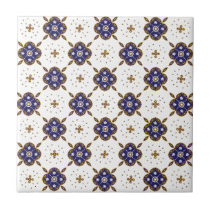 Azulejo De Cerâmica Padrão de flores azuis profundas
