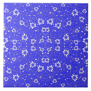 Azulejo De Cerâmica Padrão de flores clássicas azuis e brancas fofas