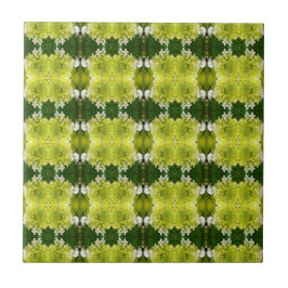 Azulejo De Cerâmica Padrão de Flores de Hortênsia Abstratas em Verde C