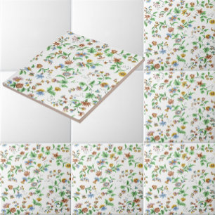 Azulejo De Cerâmica Padrão de Flores-de-Milho Rosas e Ervilhas-de-Chei