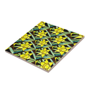 Azulejo De Cerâmica Padrão de Flores de Valor Amarelo