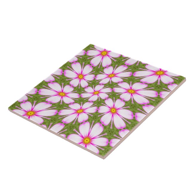 Azulejo De Cerâmica Padrão de Flores do Cosmos (Lateral)