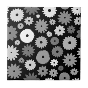 Azulejo De Cerâmica Padrão de Flores Monocromáticas
