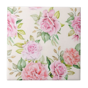 Azulejo De Cerâmica Padrão de Flores Românticas
