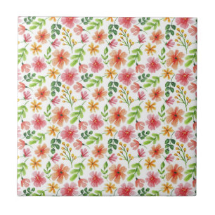 Azulejo De Cerâmica Padrão de Flores Rosa Aquarela-69677