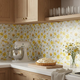Azulejo De Cerâmica Padrão de flores silvestres em aquarela amarela
