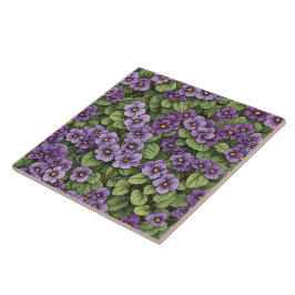 Azulejo De Cerâmica Padrão de flores violetas africanas