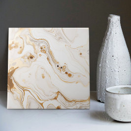 Azulejo De Cerâmica Padrão de Fluido Dinâmico do Marble Faux do ouro