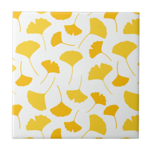 Azulejo De Cerâmica Padrão de Folha de Ginkgo Amarelo