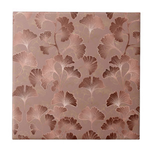 Azulejo De Cerâmica Padrão de Folha de Ginkgo Rosa Moderno Luxuoso