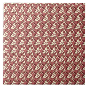 Azulejo De Cerâmica Padrão de Folha Floral de Ferrugem Botânico de T