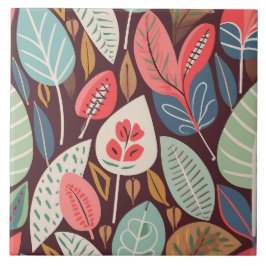 Azulejo De Cerâmica Padrão de Folhas de abstrato