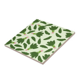 Azulejo De Cerâmica Padrão de Folhas de Espinafre Verde
