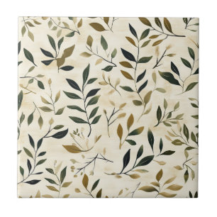 Azulejo De Cerâmica Padrão de Folhas Prensadas Rústicas – Botânica de 