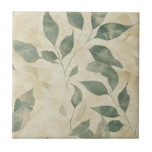 Azulejo De Cerâmica Padrão de Folhas Prensadas Rústicas – Botânica de