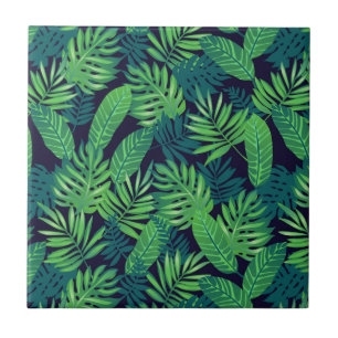 Azulejo De Cerâmica Padrão de Folhas Tropicais