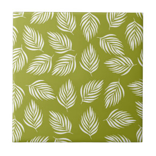 Azulejo De Cerâmica Padrão de Folhas Verde Lima Decorativas
