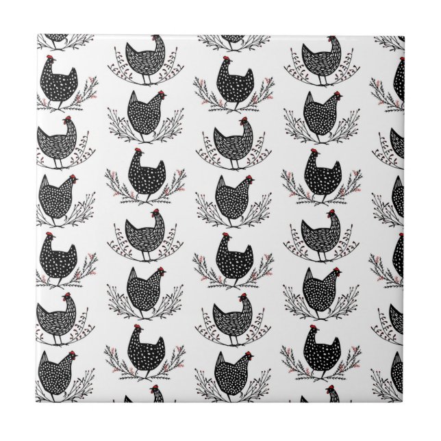 Azulejo De Cerâmica Padrão de frango sem costura (Frente)