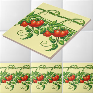 Azulejo De Cerâmica Padrão de Friso de Tomates de Jardim Art Nouveau R