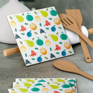 Azulejo De Cerâmica Padrão de fruta, ameixa, laranja, limão, pera, maç