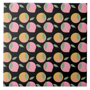 Azulejo De Cerâmica Padrão de Fruta Laranja Pêssego Rosa