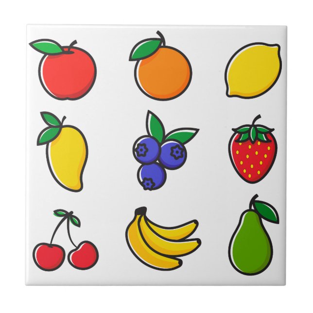 Azulejo De Cerâmica Padrão de Fruta mista colorida (Frente)