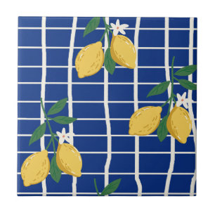 Azulejo De Cerâmica Padrão de Galho de Limão Mediterrâneo