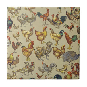 Azulejo De Cerâmica Padrão de Galo Vintage: Arte de Casa de Campo