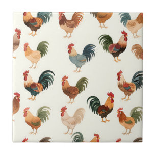 Azulejo De Cerâmica Padrão de Galo Vintage Estilo Fazenda