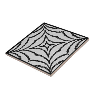 Azulejo De Cerâmica Padrão de Geo de Cinza Preto na Web com abstrato