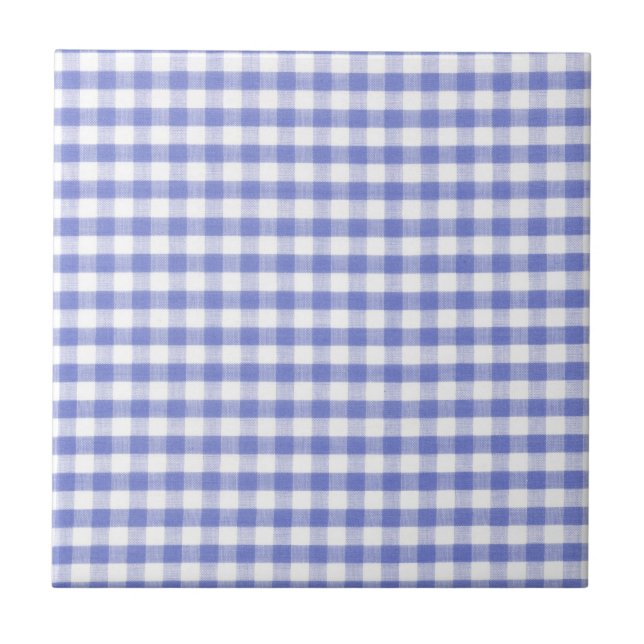 Azulejo De Cerâmica Padrão de gingham azul escuro (Frente)