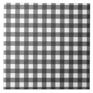 Azulejo De Cerâmica Padrão de Gingham Impressão de Vichy Preto e Branc