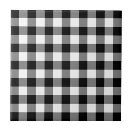Azulejo De Cerâmica Padrão de Gingham Preto e Branco