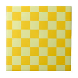 Azulejo De Cerâmica Padrão de Gingham Verificado Amarelo