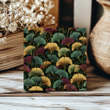 Padrão de Ginkgo Burgundy Teal 