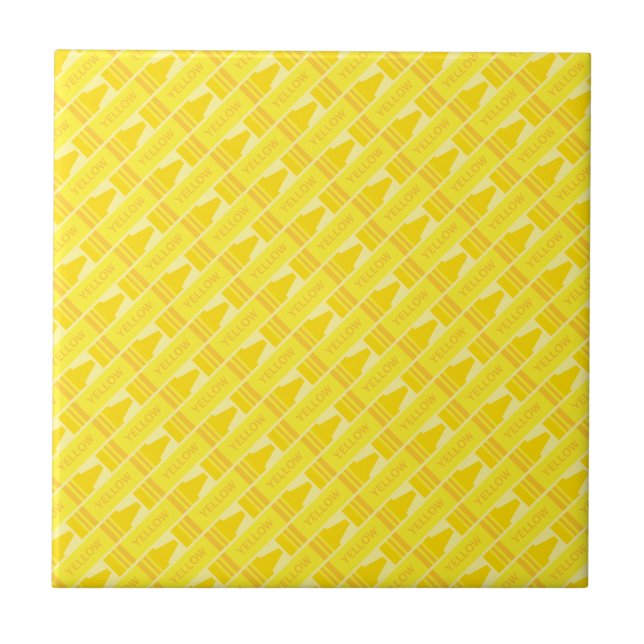 Azulejo De Cerâmica Padrão de giz amarelo divertido (Frente)