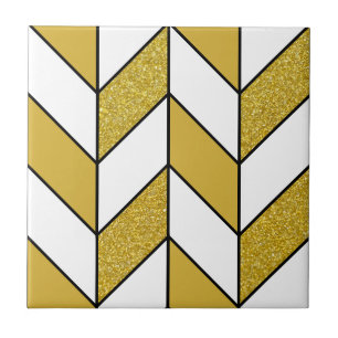 Azulejo De Cerâmica Padrão de Glitter Herringbone Chevron moderno Dour