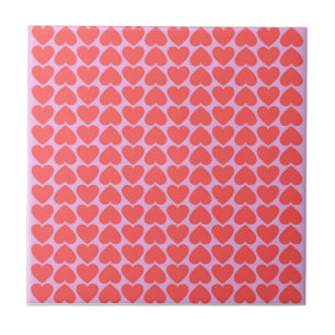 Azulejo De Cerâmica Padrão de Grade de Coração Vermelho Rosa Y2K