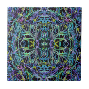 Azulejo De Cerâmica Padrão de grama geométrica em azul