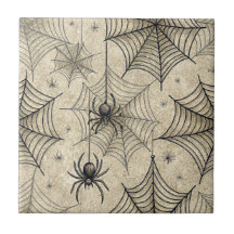 Padrão de Halloween de Aranhas e Teias Vintage