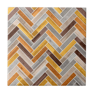 Azulejo De Cerâmica Padrão de Herringbone em Cinzas laranja castanho
