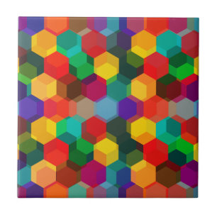 Azulejo De Cerâmica Padrão de Hexágono Colorido Geométrico