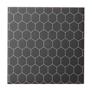 Azulejo De Cerâmica Padrão de Hexágono Preto
